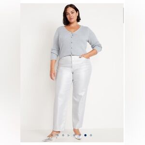 NWT Old Navy Metallic Silver Pants Size 16 High Waisted